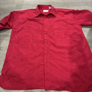 Red Virgola Uomo Polyester Short Sleeve Button Up Shirt Size XL